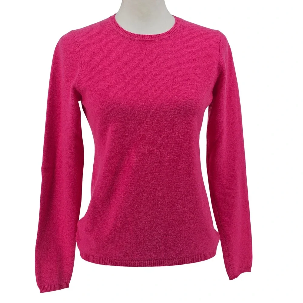 Charter Club Cashmere Sweater Small Hot Pink Barbiecore Luxury Crew Neck Office